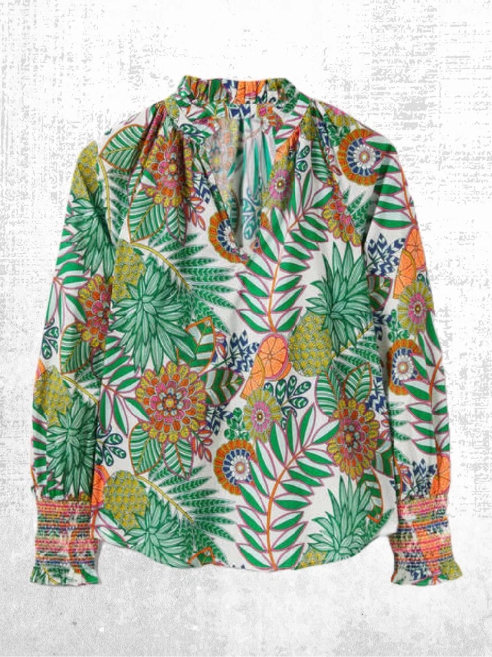Boden Bright Botanical Print Popover Top